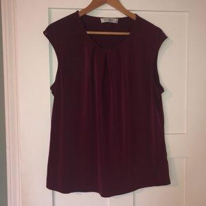 Kasper Oxblood Red Keyhole Sleeveless Top - Large